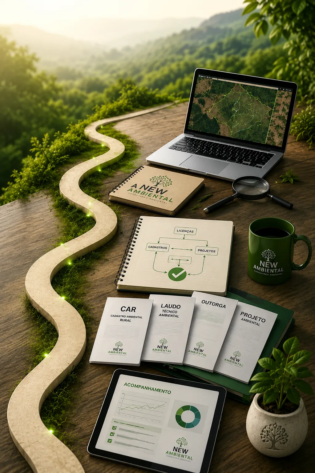 Documentos, mapas e relatórios que compõem o processo de regularização ambiental